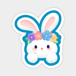 cute rabbit with flower crown Magnet