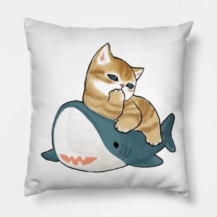 cat and shark Pillow