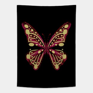 Fantasy Butterfly in Pink Metallic Quilt Tapestry