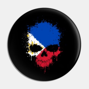 Chaotic Filipino Flag Splatter Skull Pin