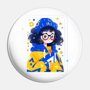 Charming girl illustration Pin