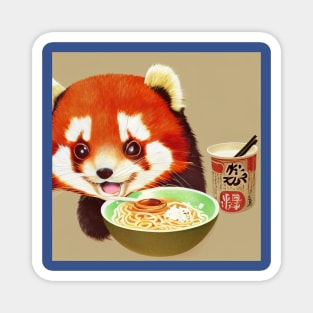 Kawaii Red Panda Eating Ramen Magnet