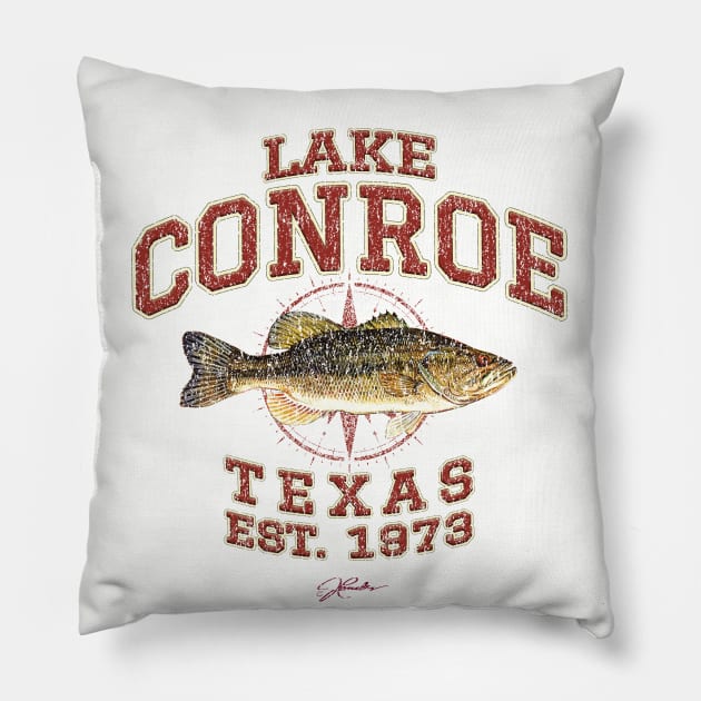 Lake Conroe, Texas, Est. 1973, with Largemouth Bass Pillow by jcombs