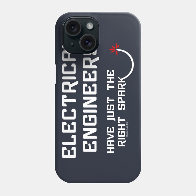 Electrical Engineering Right Spark White Text Phone Case by Barthol Graphics