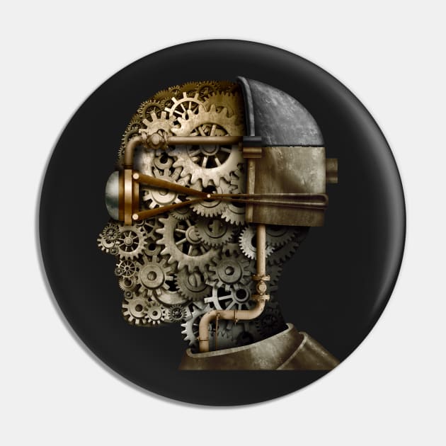 Steampunk Head Pin by lightidea