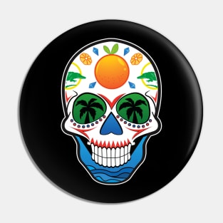 State of Florida Themed Sugar Skull Shirt for Men, Women, C Pin