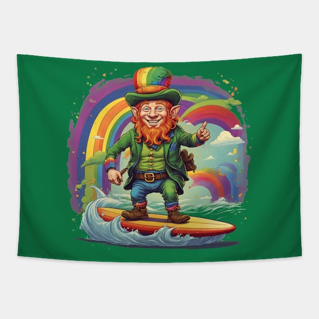 Leprechaun on the surf! #1 Tapestry by bswlife