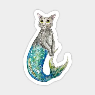 Grey Mermaid Cat Magnet