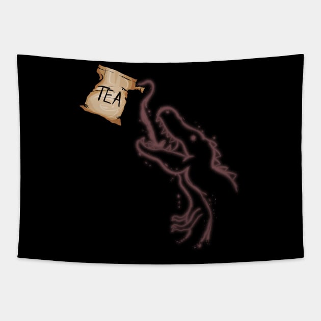 Tea-Rex T-Rex Tea Powder Drawing Tapestry by SinBle