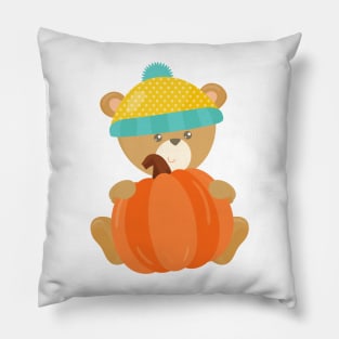 Autumn Bear, Cute Bear, Bear With Hat, Pumpkin Pillow