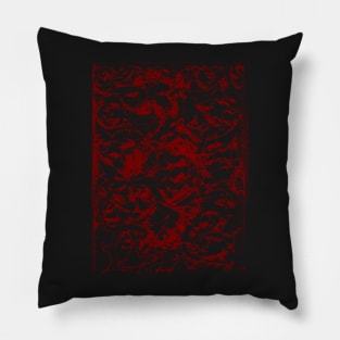 Deep Red On Black Decorative Abstract Ornament Pillow