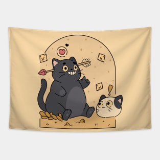 Romantic Black Cat | Yellow Tapestry