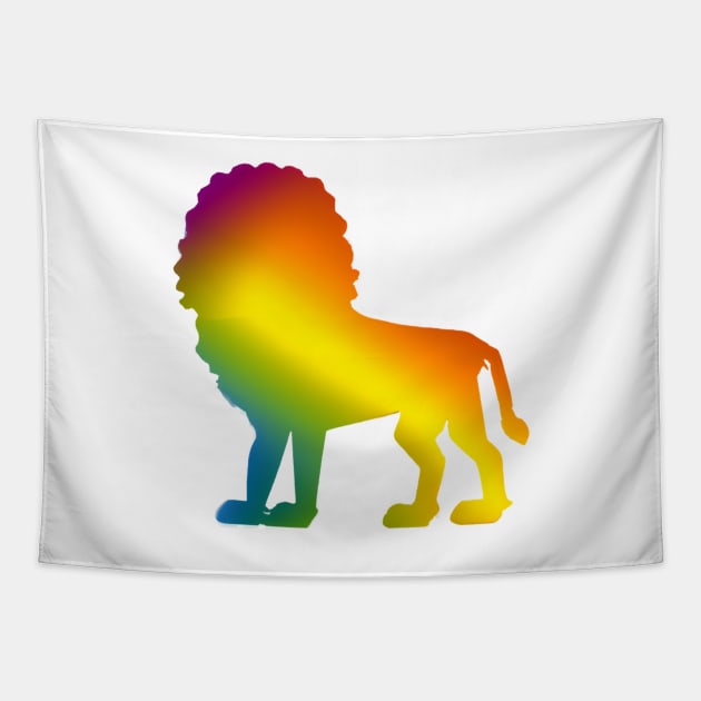 Cute Color Gradient Lion Shape Drawing Tapestry by Play Zoo