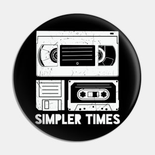 Simpler Times // Retro VHS Floppy Disk Audio Cassette Pin