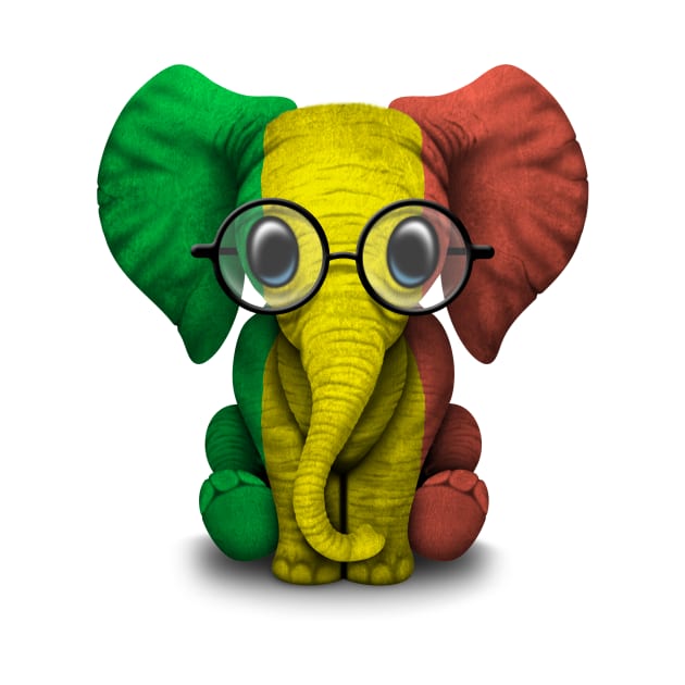 Baby Elephant with Glasses and Mali Flag by jeffbartels