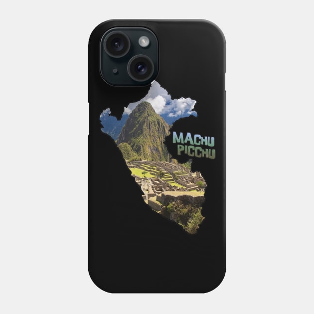 Peru Outline with Machu Picchu Phone Case by gorff