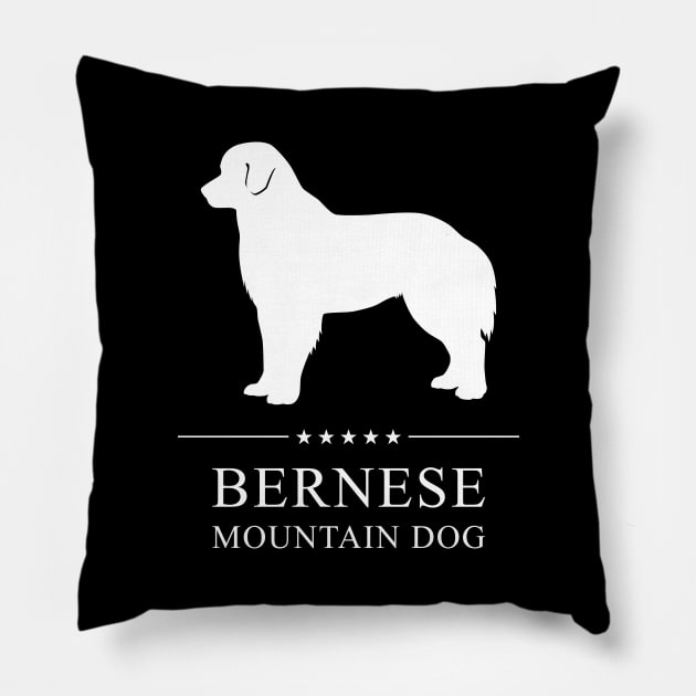 Bernese Mountain Dog White Silhouette Pillow by millersye