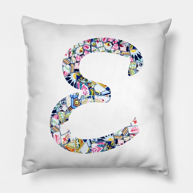 Gaudi Mosaic E Pillow by aterkaderk