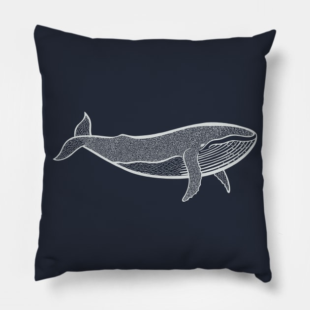 Humpback Whale Ink Art - on dark colors Pillow by Green Paladin