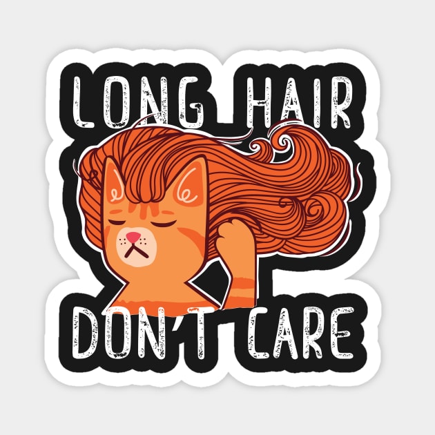 Ginger Cat Long Hair Don't Care T-Shirt stickers mugs and others Magnet by SusanaDesigns