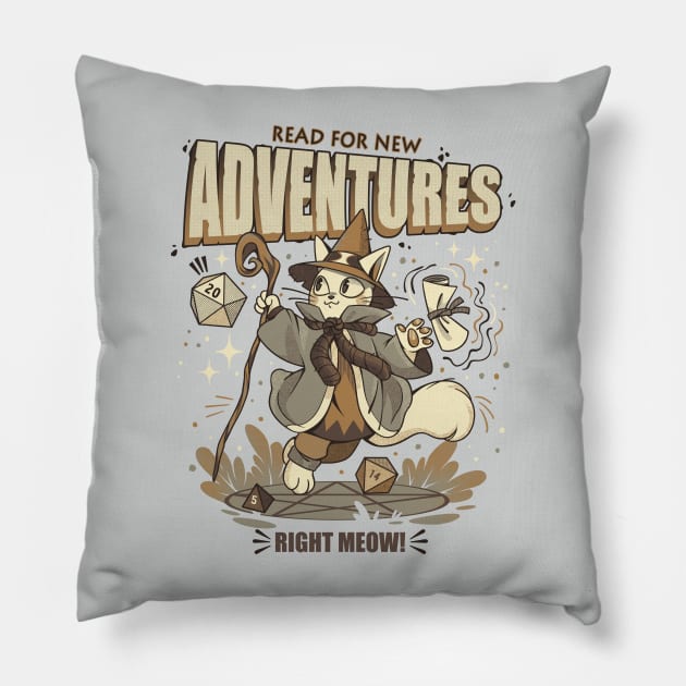 Wizard Cat Ready For New Adventures Light by Tobe Fonseca Pillow by Tobe_Fonseca