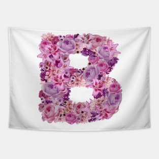 Pink Floral Letter B Tapestry