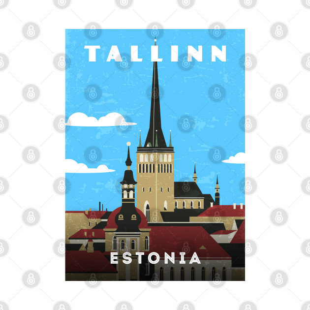 Tallinn, Estonia. Retro travel poster by GreekTavern