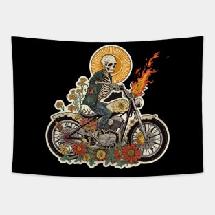 skeleton  riding a motobike Tapestry