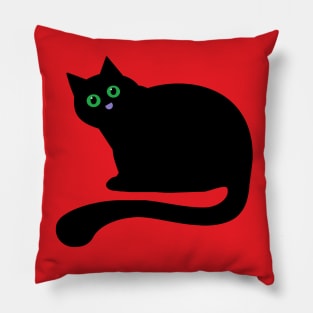 A LOVING BLACK CAT LOOKING FOR A TREAT Pillow