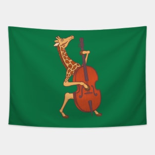 Giraffe playing contrabass Tapestry