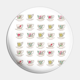 Grandma's Vintge Teacups Watercolour Pin