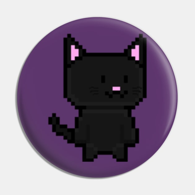 Pixel Black Cat Pin by lilBoi_Studios