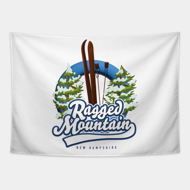 Ragged Mountain New Hampshire ski logo Tapestry by nickemporium1