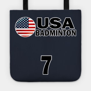 USA Badminton Number 7 T-shirt Design Tote