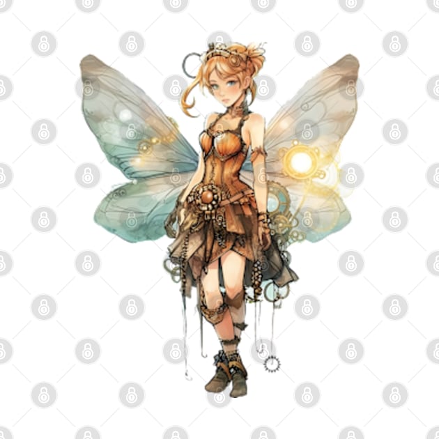 Watercolor Steampunk Fairy Girl #6 by Chromatic Fusion Studio