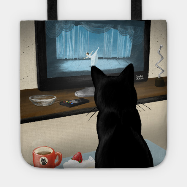 Watching Tv Cat Tote Teepublic