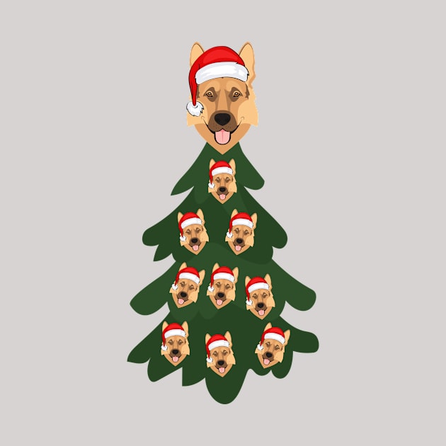 Santa German Shepherd Christmas Tree by Seasonal Dogs