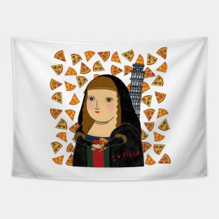 Mona Lisa loves Pizza Tapestry