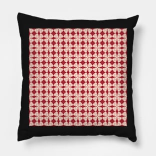 Red and Blush Stylized Four Leaf Clover Pillow