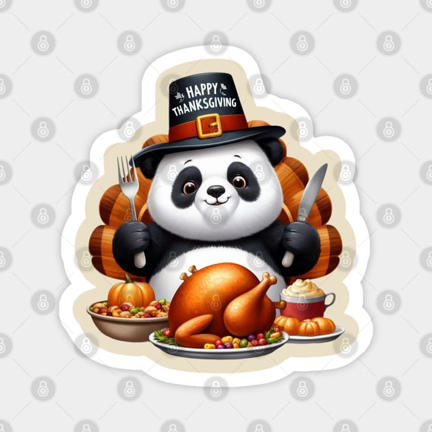 Thanksgiving Panda Magnet by BukovskyART