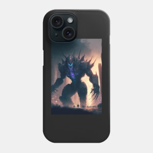 Monster giant robot cyborg attacking the city Phone Case
