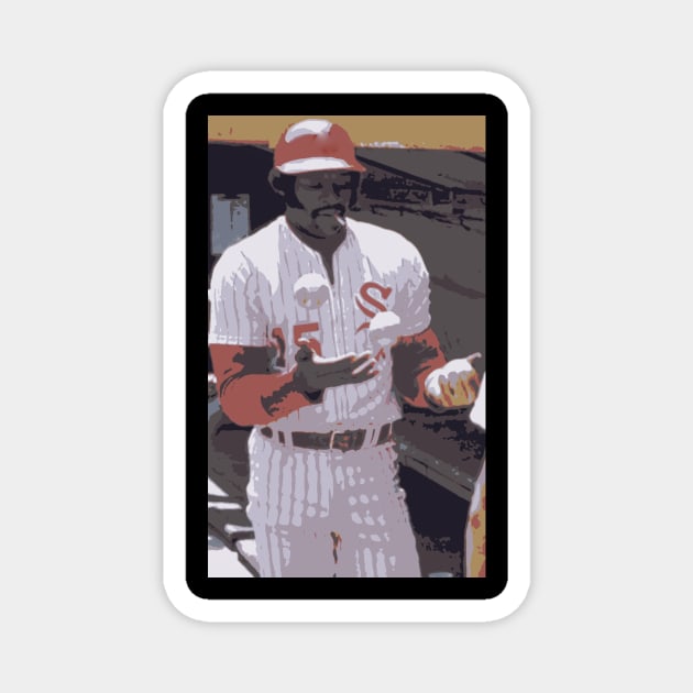 Dick Allen juggling and smoking a cigarette. This picture was used