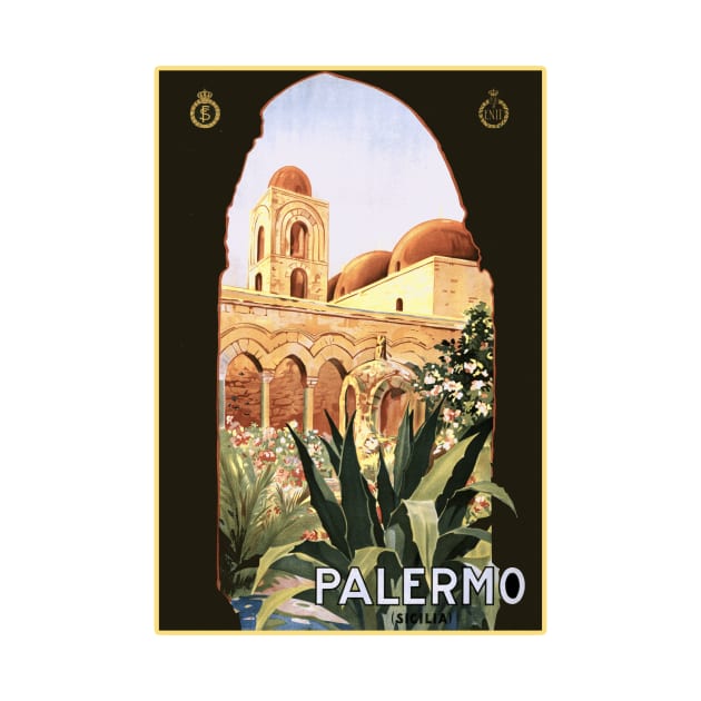 Palermo, Sicily, Italy Vintage Travel Poster Design by Naves