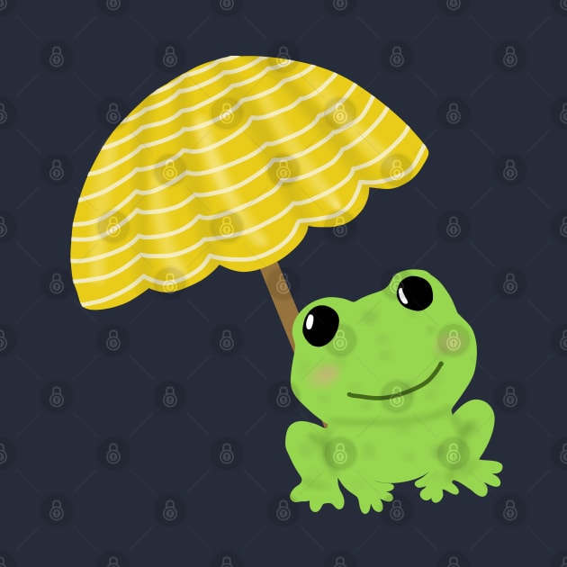 Frog under beach umbrella by Becky-Marie