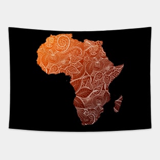 Colorful mandala art map of Africa with text in brown and orange Tapestry