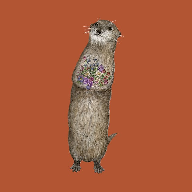 Otter and Flowers by ECMazur