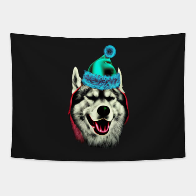 Christmas Siberian Husky Tapestry by Shadowbyte91