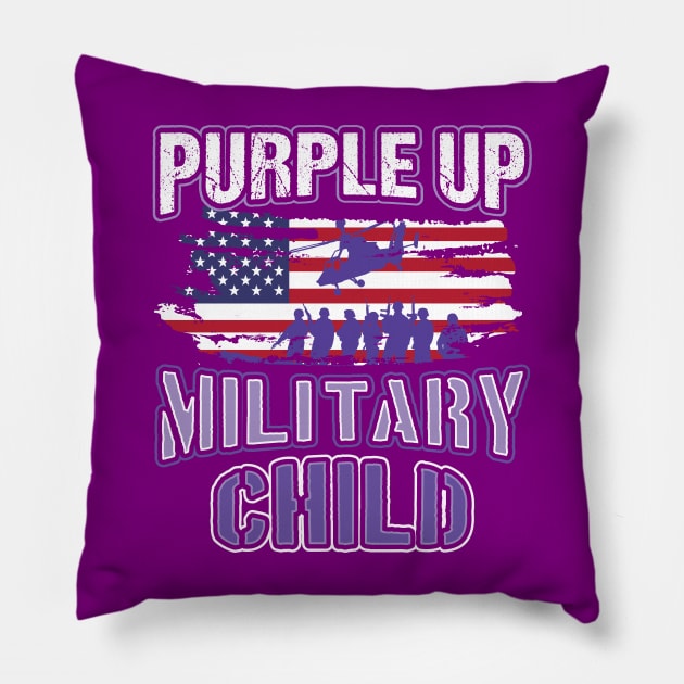 Purple Up Military Child American Flag Awareness Month Pillow by aneisha