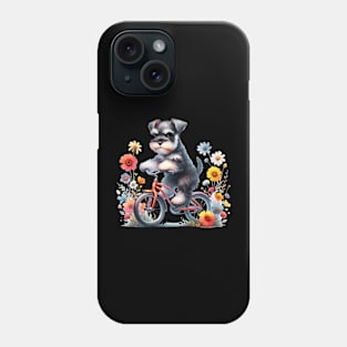 Floral Miniature Schnauzer Biking Phone Case