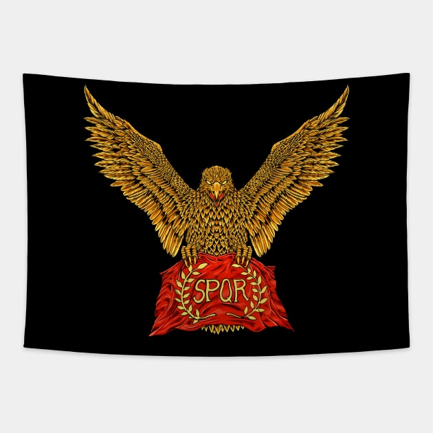 Roman legion eagle with flag - SPQR Tapestry by Modern Medieval Design